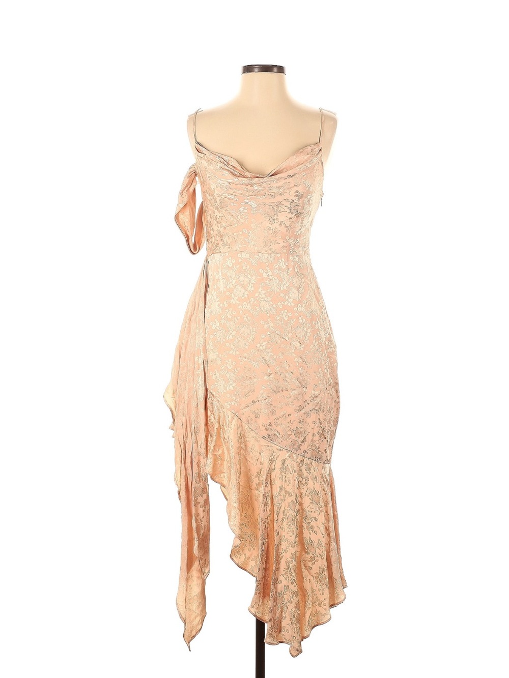 Lovers + Friends Blush Gold Lace Cowl Slip Dress floral